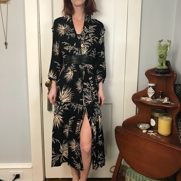 Ba&sh Black Floral Button Down Maxi Folk Dress - Picture 2 of 14